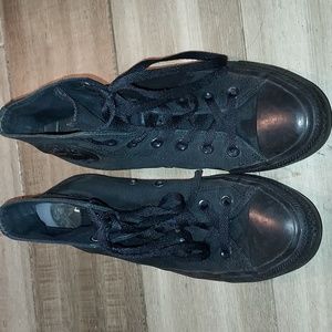 Converse black high tops size 8